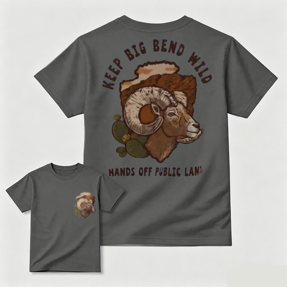 Vintage Bighorn Sheep Graphic Tee, Keep Big Bend Wild Outdoor Nature Conservation T-Shirt