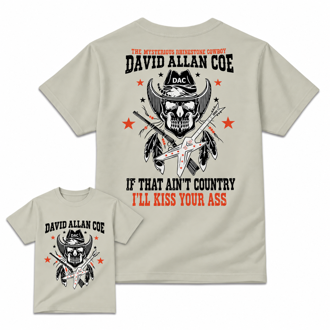 Rhinestone Cowboy Skull Guitar Graphic T-Shirt, Vintage Country Music Western Back Print Tee For Men