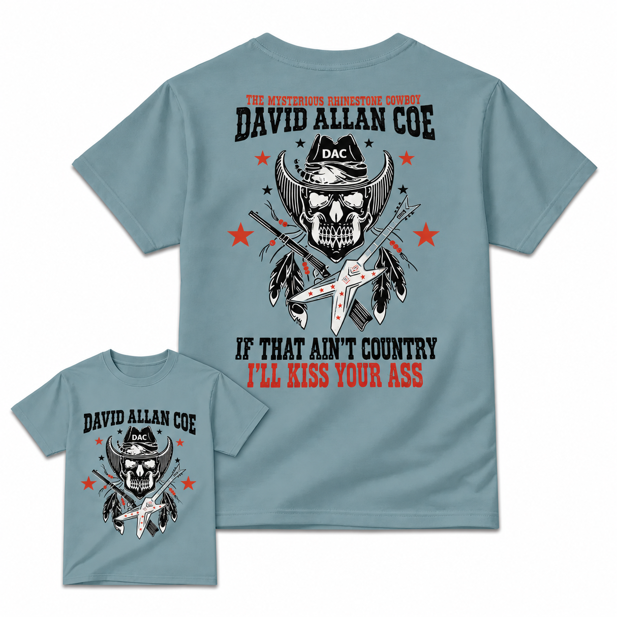 Rhinestone Cowboy Skull Guitar Graphic T-Shirt, Vintage Country Music Western Back Print Tee For Men