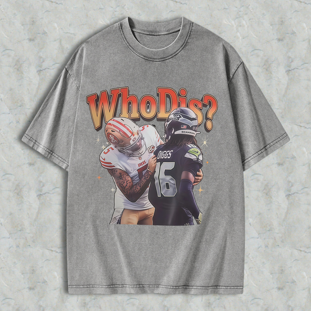 Who Dis Football Rivalry Graphic Washed T-shirt - Funny Football Player Meme Sports Washed Tee