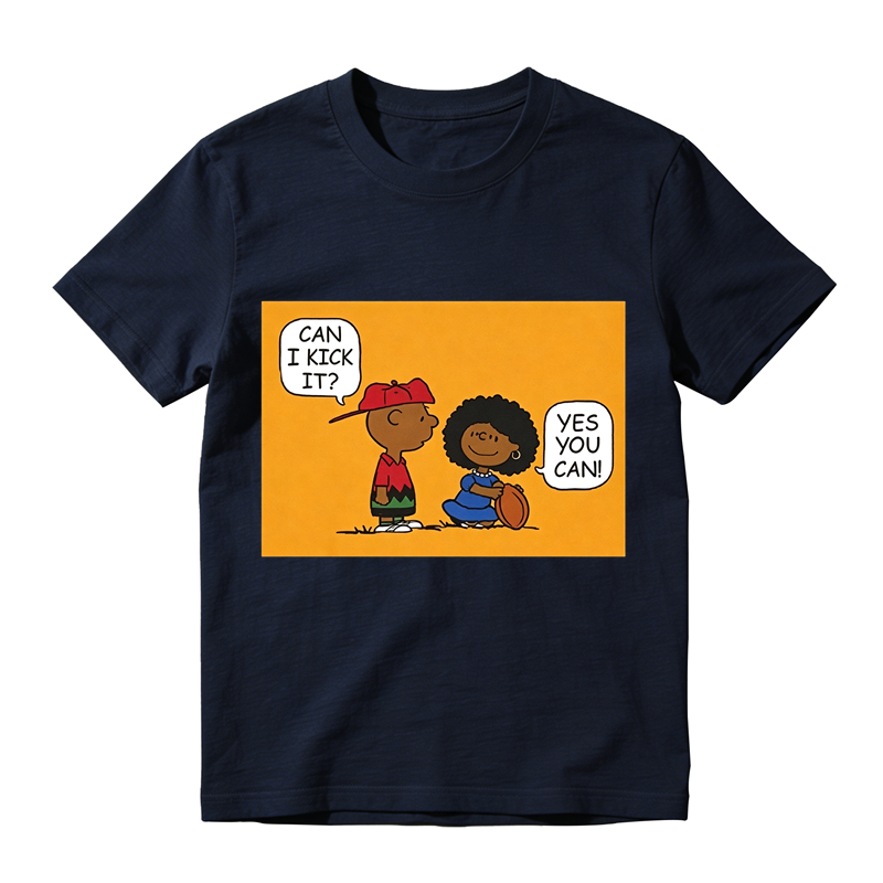Can I Kick It Yes You Can Funny Cartoon Football Graphic T‑Shirt