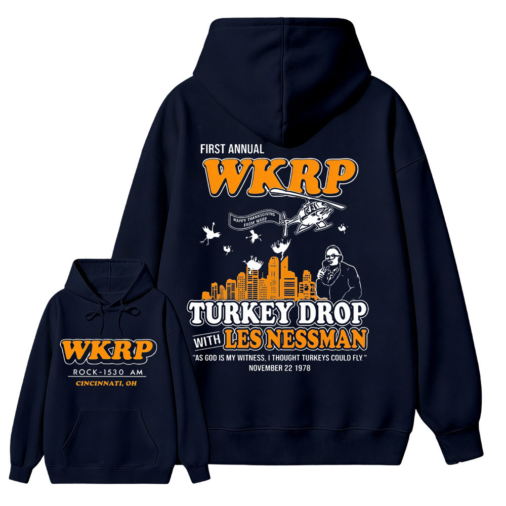 WKRP Turkey Drop T-Shirt, Les Nessman Thanksgiving Graphic hoodie