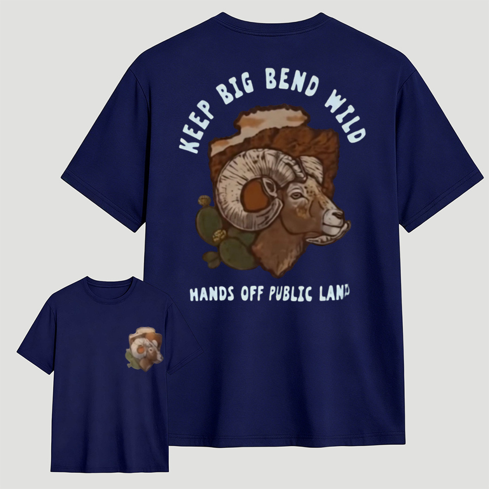 Vintage Bighorn Sheep Graphic Tee, Keep Big Bend Wild Outdoor Nature Conservation T-Shirt