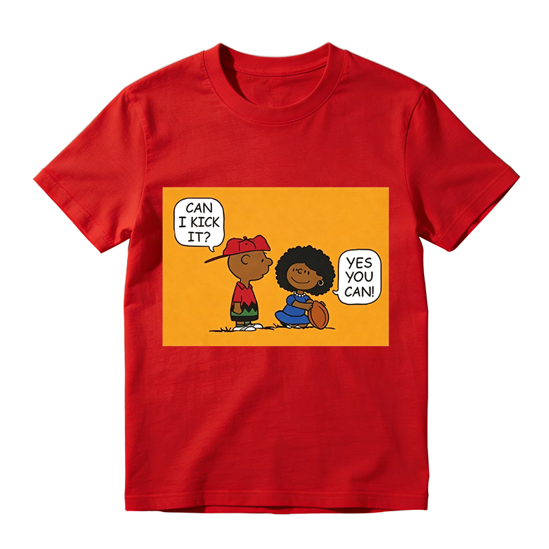 Can I Kick It Yes You Can Funny Cartoon Football Graphic T‑Shirt