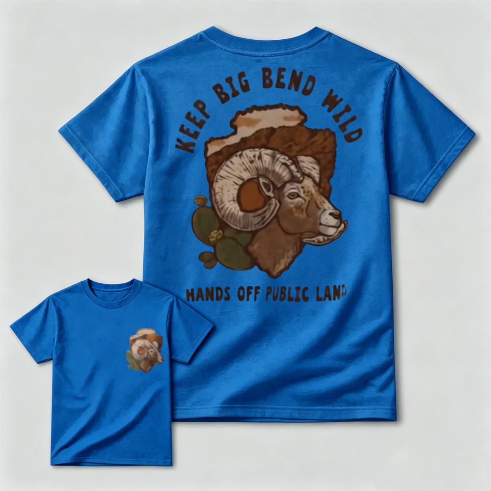 Vintage Bighorn Sheep Graphic Tee, Keep Big Bend Wild Outdoor Nature Conservation T-Shirt