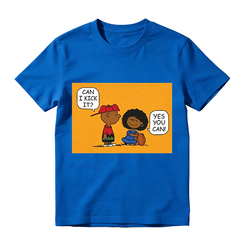 Can I Kick It Yes You Can Funny Cartoon Football Graphic T‑Shirt