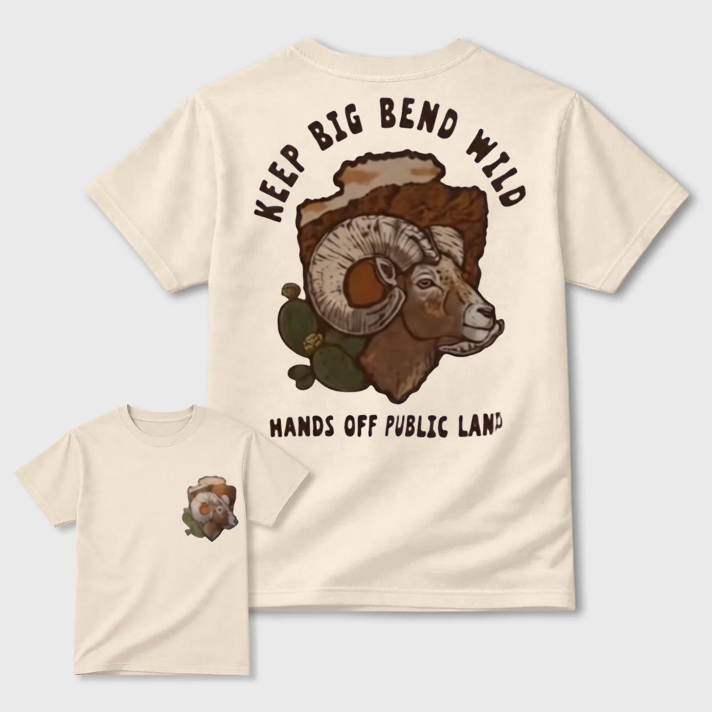 Vintage Bighorn Sheep Graphic Tee, Keep Big Bend Wild Outdoor Nature Conservation T-Shirt