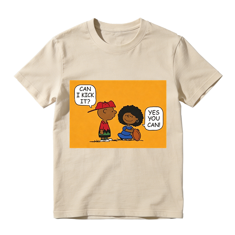 Can I Kick It Yes You Can Funny Cartoon Football Graphic T‑Shirt