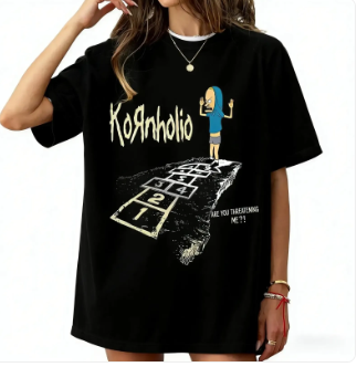 Vintage Hopscotch Cartoon Graphic Oversized T-Shirt