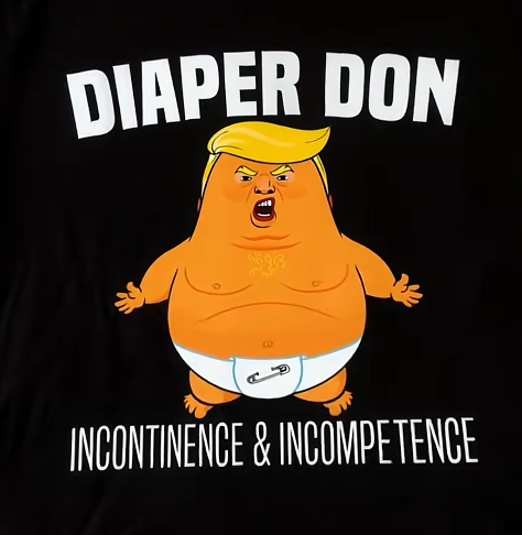 Funny Diaper Don Graphic T-Shirt – Incontinence & Incompetence Novelty Tee