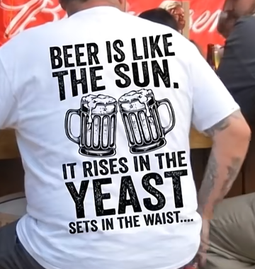 Funny Beer Is Like The Sun It Rises In The Yeast Sets In The Waist T-Shirt, Beer Lover Humor Drinking Tee For Men