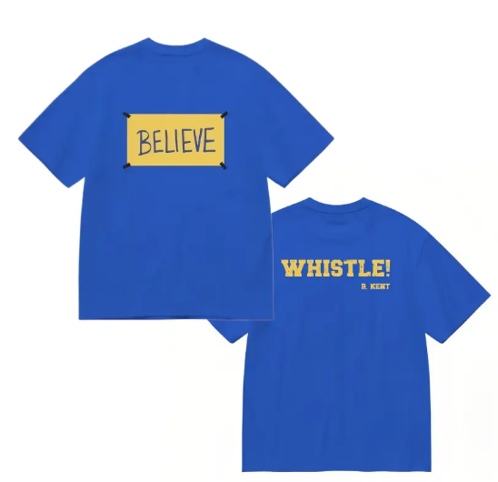 Motivational Believe Whistle Graphic Tee, Double‑Sided Printed Sports Casual T‑Shirt