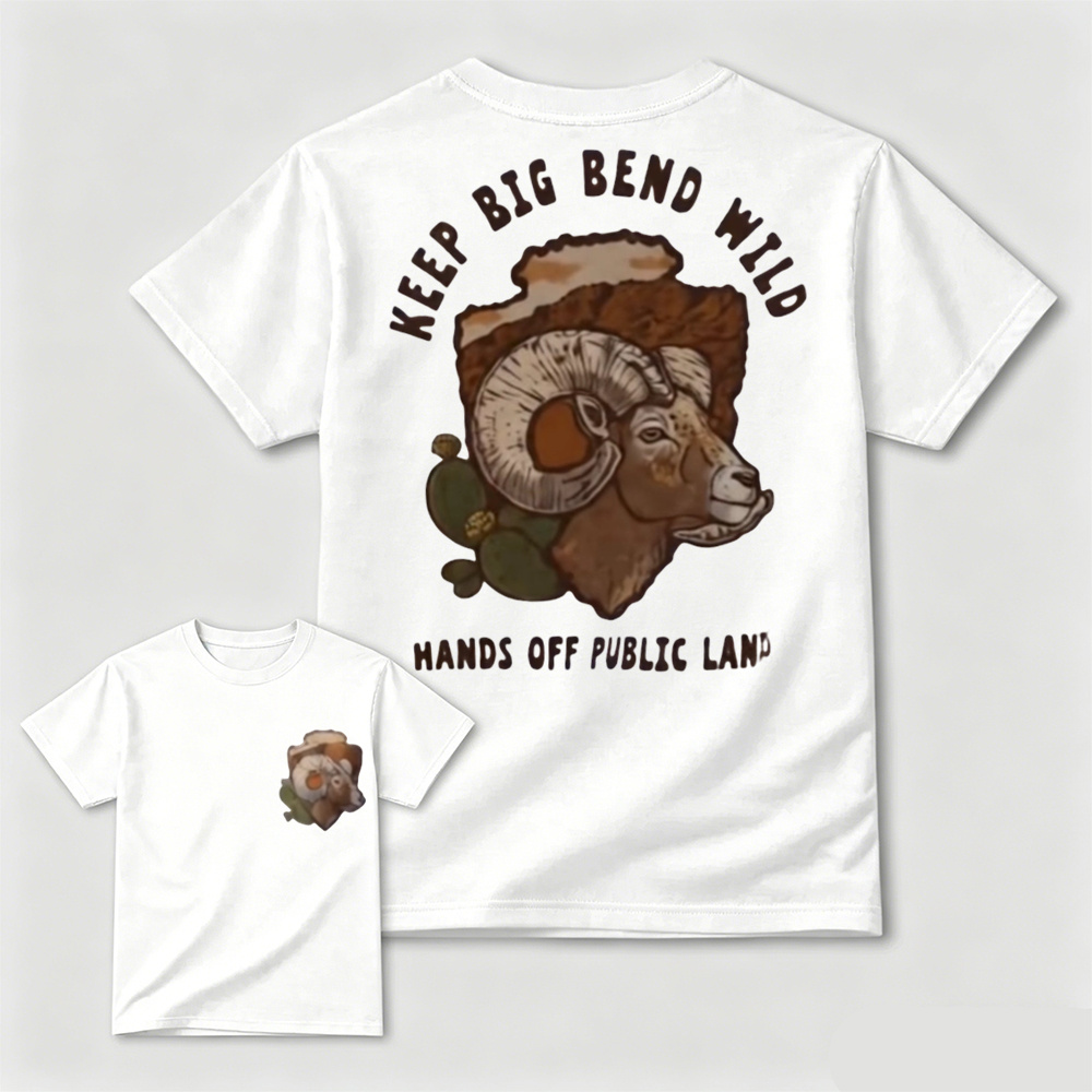 Vintage Bighorn Sheep Graphic Tee, Keep Big Bend Wild Outdoor Nature Conservation T-Shirt