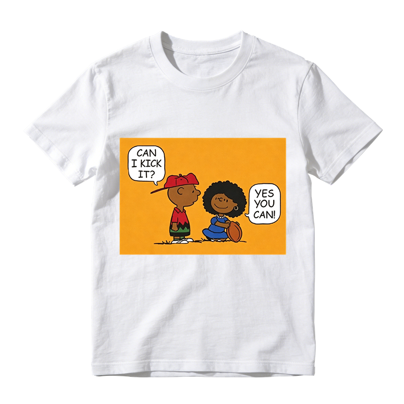 Can I Kick It Yes You Can Funny Cartoon Football Graphic T‑Shirt