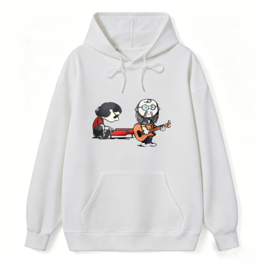 Cartoon Musicians Playing Guitar And Keyboard Unisex Classic Hoodie