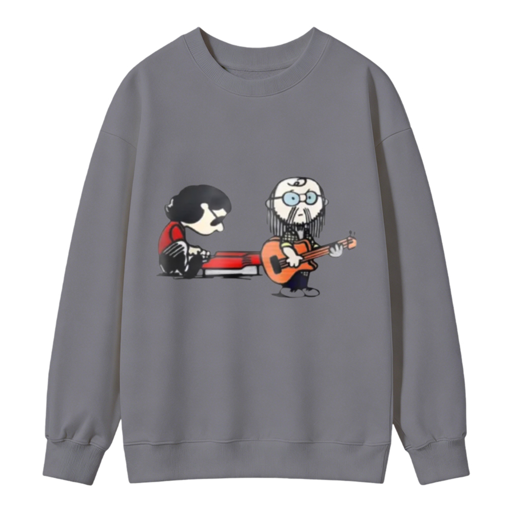 Cartoon Rock Band Guitar Player Graphic Sweatshirt