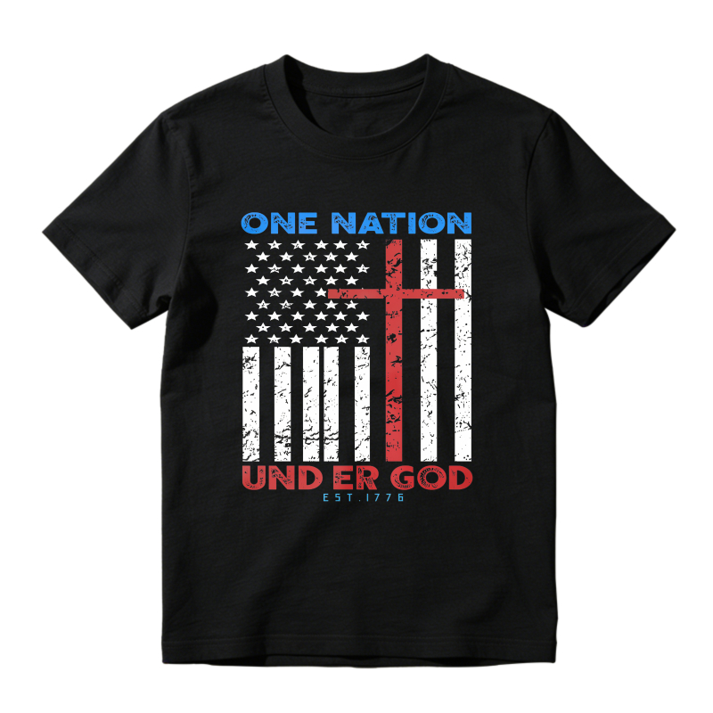 One Nation Under God American Flag Cross Design T-shirt
