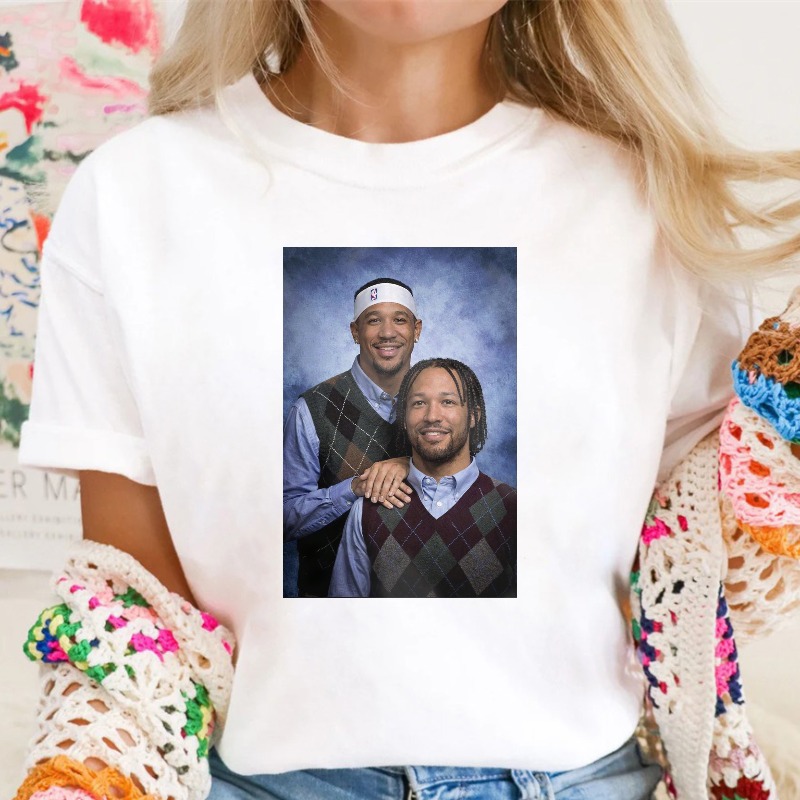 Portrait Of Two Men In Argyle Sweaters And Headband T-shirt