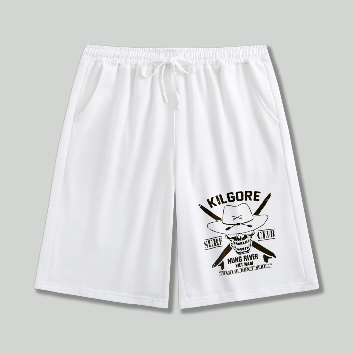 Kilgore Surf Club Skull And Crossed Swords Graphic Print Shorts