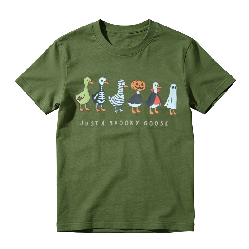 Just A Spooky Goose Halloween Graphic T-Shirt