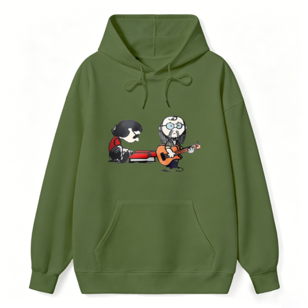 Cartoon Musicians Playing Guitar And Keyboard Unisex Classic Hoodie