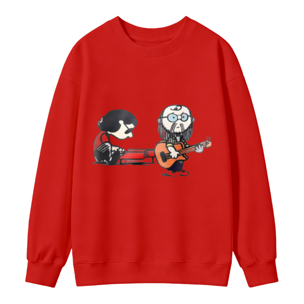 Cartoon Musicians Playing Guitars Graphic Sweatshirt