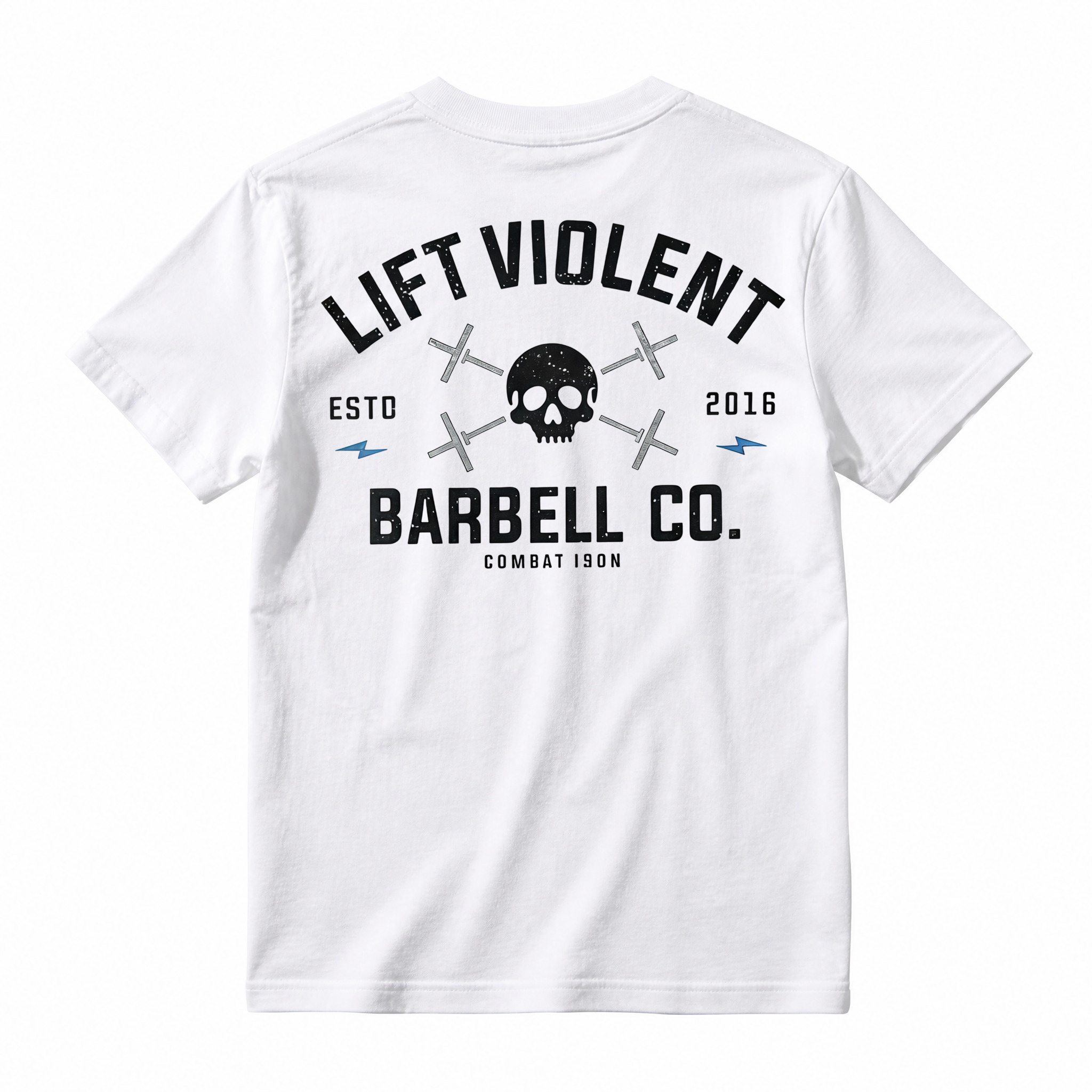 Men's Cotton Blend Short-Sleeve Athletic Sports T-Shirt - Lift Barbell Co Skull Graphic Crew Neck