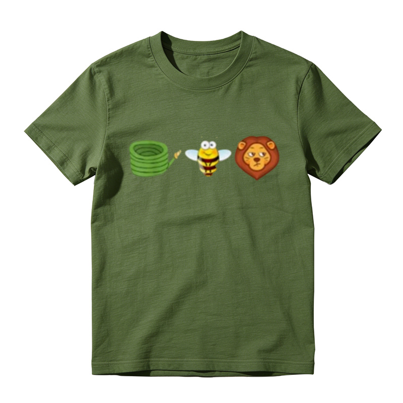 Funny Bee & Lion Cartoon Graphic T-Shirt
