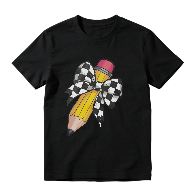 Pencil With Checkered Bow T-shirt