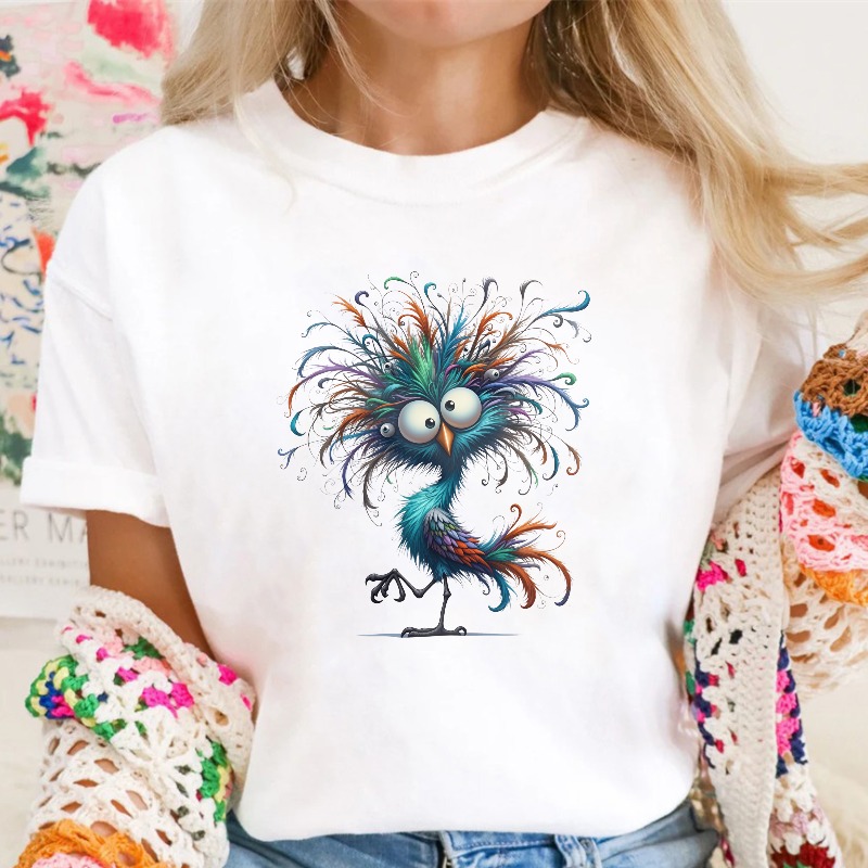 Colorful Fantastical Bird Design T-shirt