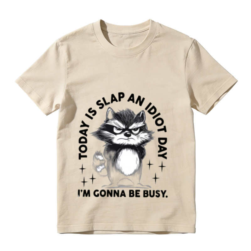 Today Is Slap An Idiot Day Raccoon Graphic T-Shirt