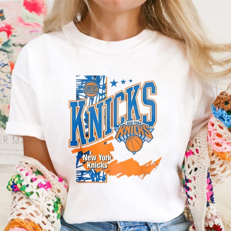 New York Knicks Basketball Team Logo And Text Design T-shirt