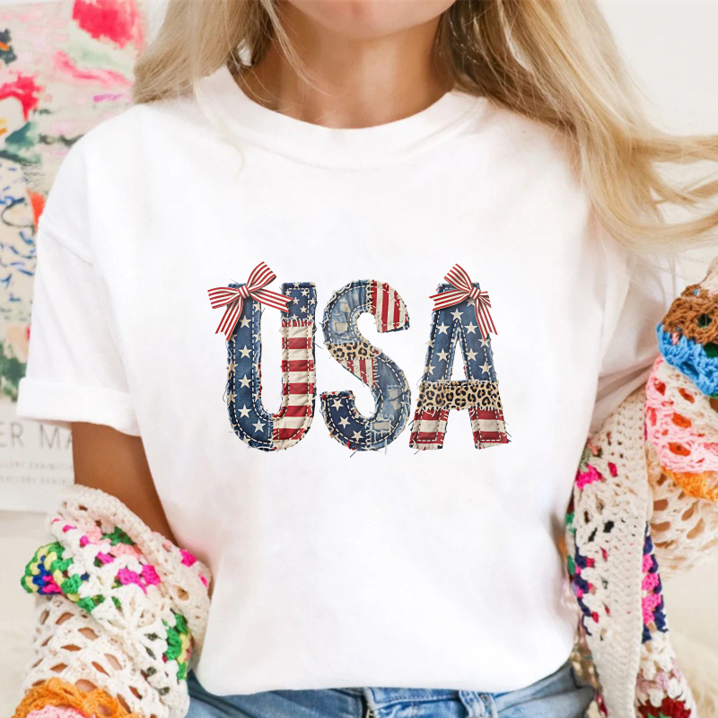 Usa Flag Patchwork Design T-shirt