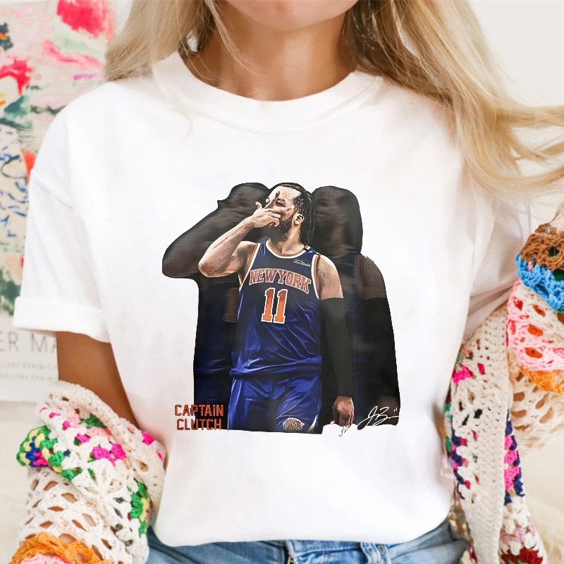 Basketball Player In New York Jersey Number 11 With Captain Clutch Text T-shirt