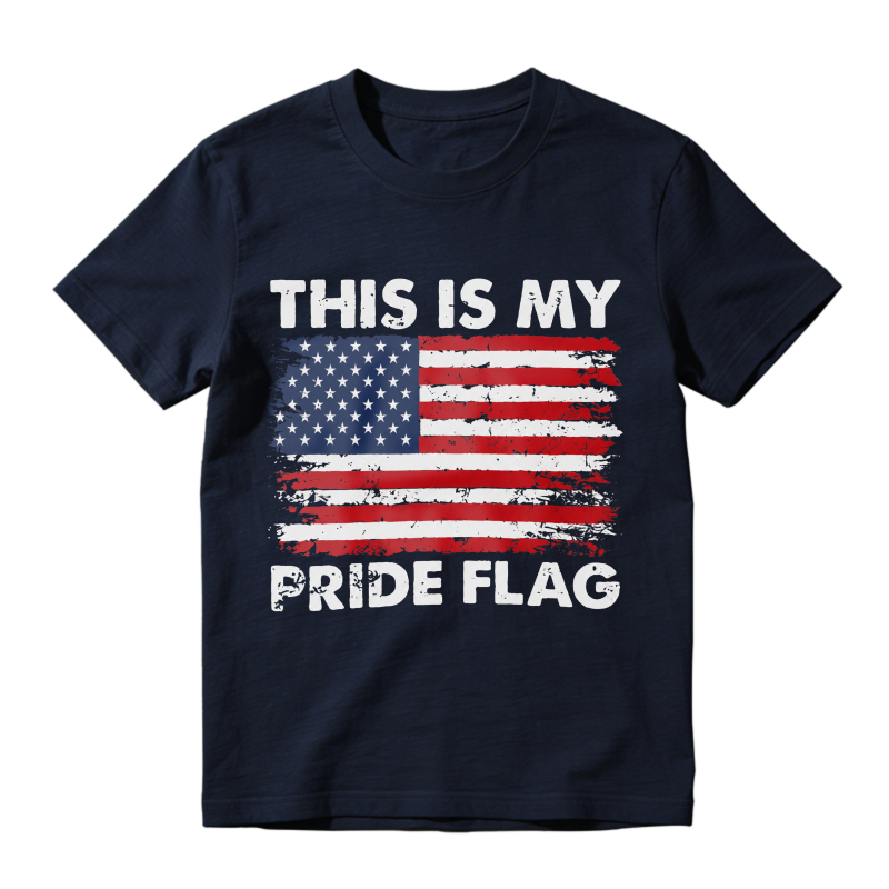 This Is My Pride Flag American Flag T-Shirt Women Casual Graphic Tee Patriotic Clothing Unisex Top