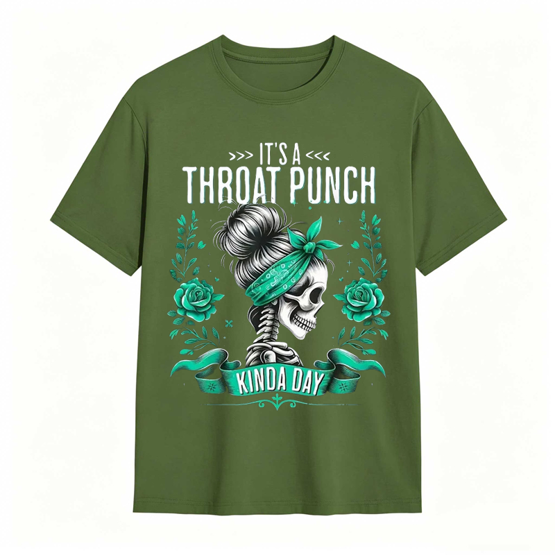 It's a Throat Punch Kinda Day Skull & Roses Graphic Tee