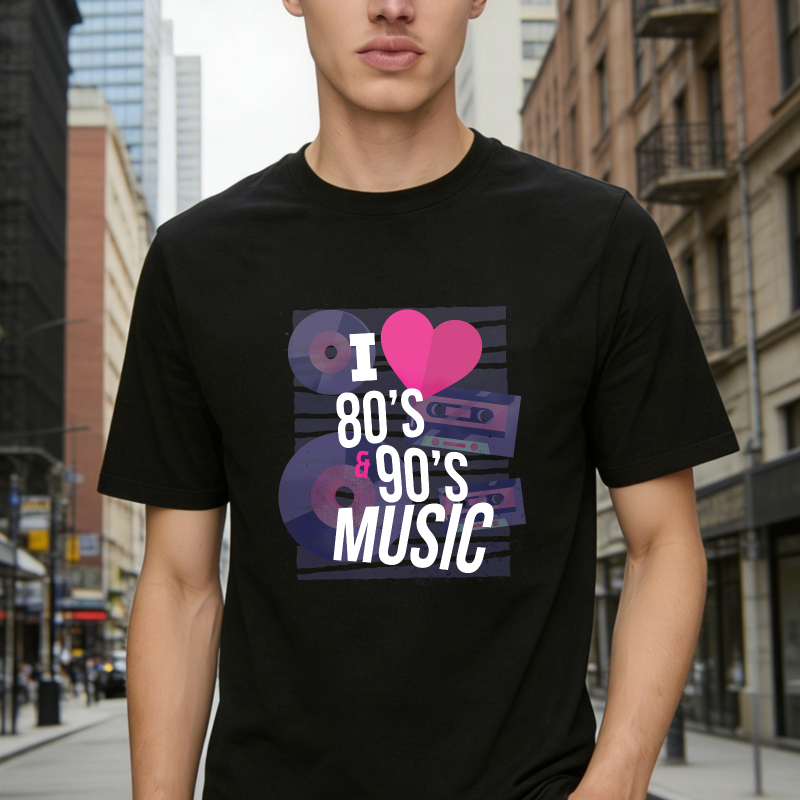 I Love 80s And 90s Music Retro Cassette Tape Vinyl Record Graphic Unisex Classic T-shirt