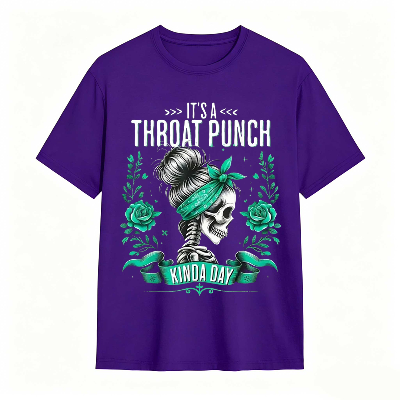 It's a Throat Punch Kinda Day Skull & Roses Graphic Tee