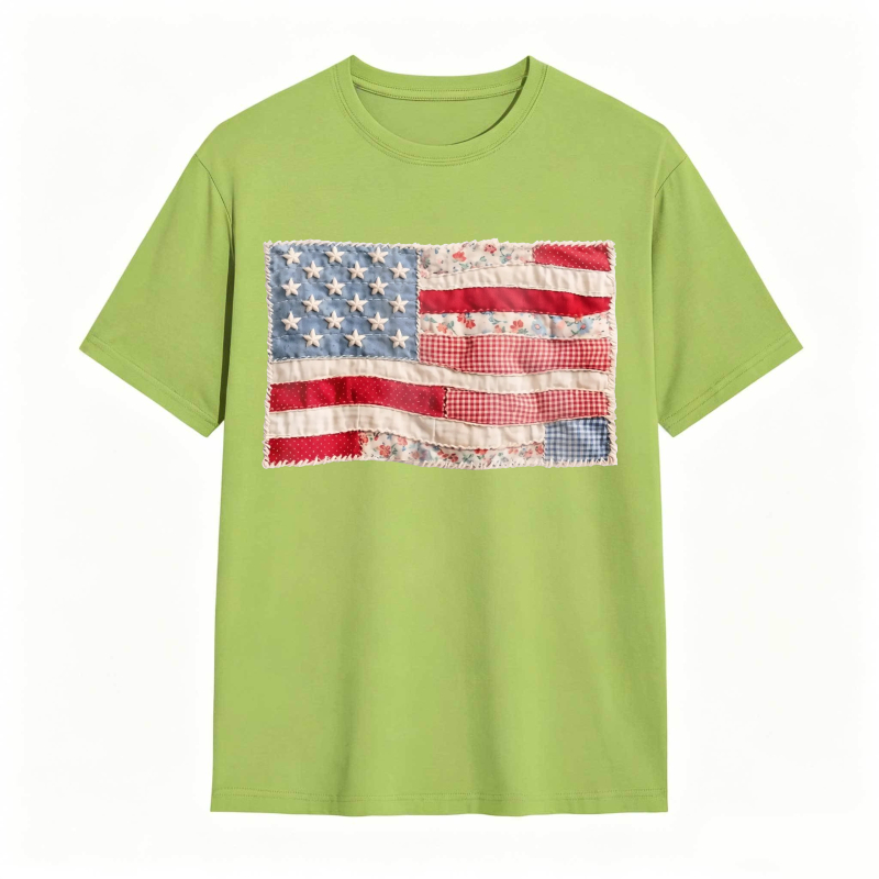 (FAUX PATCHWORK-PRINT) Comfort Colors Retro American Flag Shirt