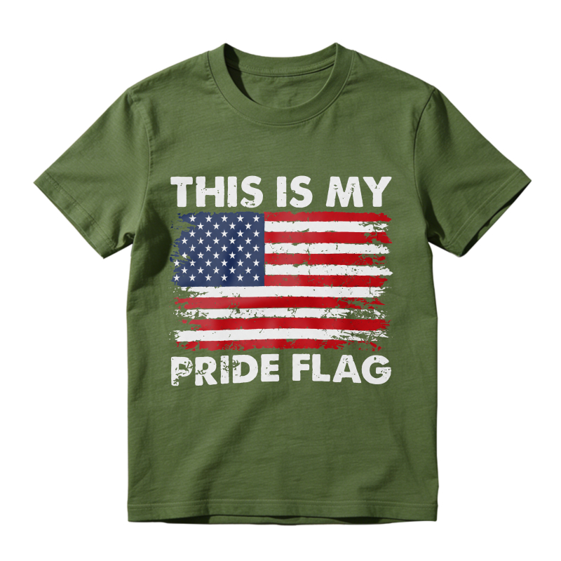 This Is My Pride Flag American Flag T-Shirt Women Casual Graphic Tee Patriotic Clothing Unisex Top