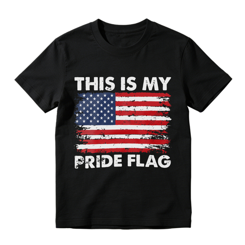 This Is My Pride Flag American Flag T-Shirt Women Casual Graphic Tee Patriotic Clothing Unisex Top