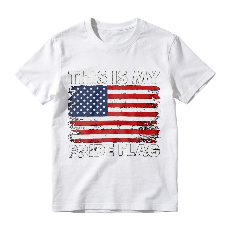 This Is My Pride Flag American Flag T-Shirt Women Casual Graphic Tee Patriotic Clothing Unisex Top