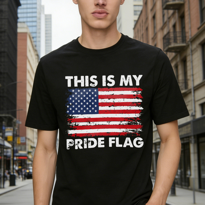 This Is My Pride Flag American Flag T-Shirt Women Casual Graphic Tee Patriotic Clothing Unisex Top