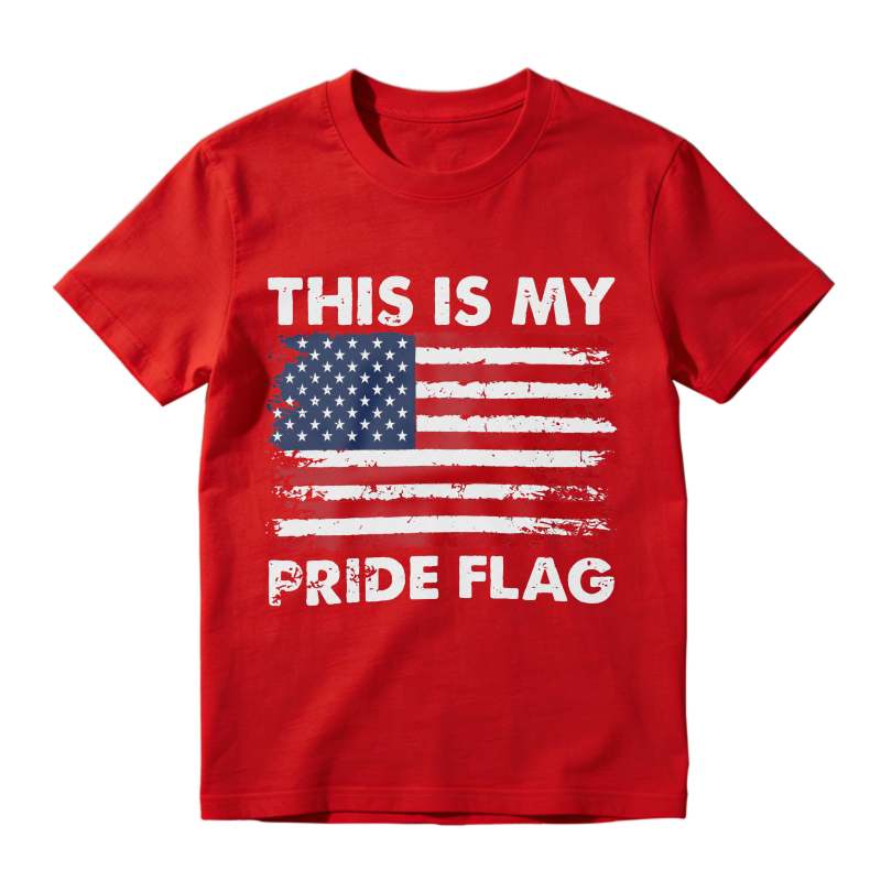 This Is My Pride Flag American Flag T-Shirt Women Casual Graphic Tee Patriotic Clothing Unisex Top