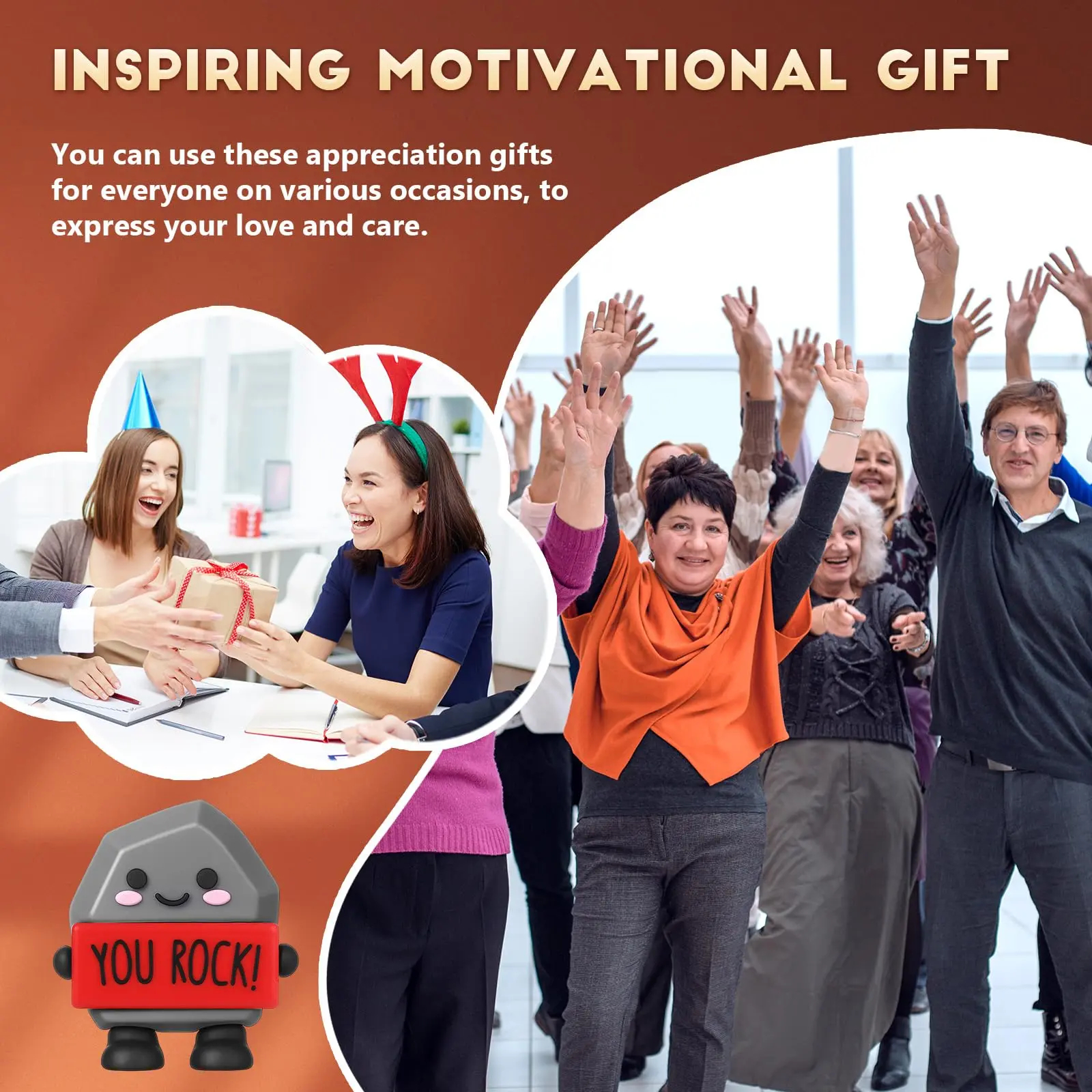 You Rock Figurine Back to School Gift Positive Office Gift Mini Stone Statue 3D Ornament Motivational Desktop Decor for coworkers Students Teachers Employee Appreciation Gift for Birthday Party Favors