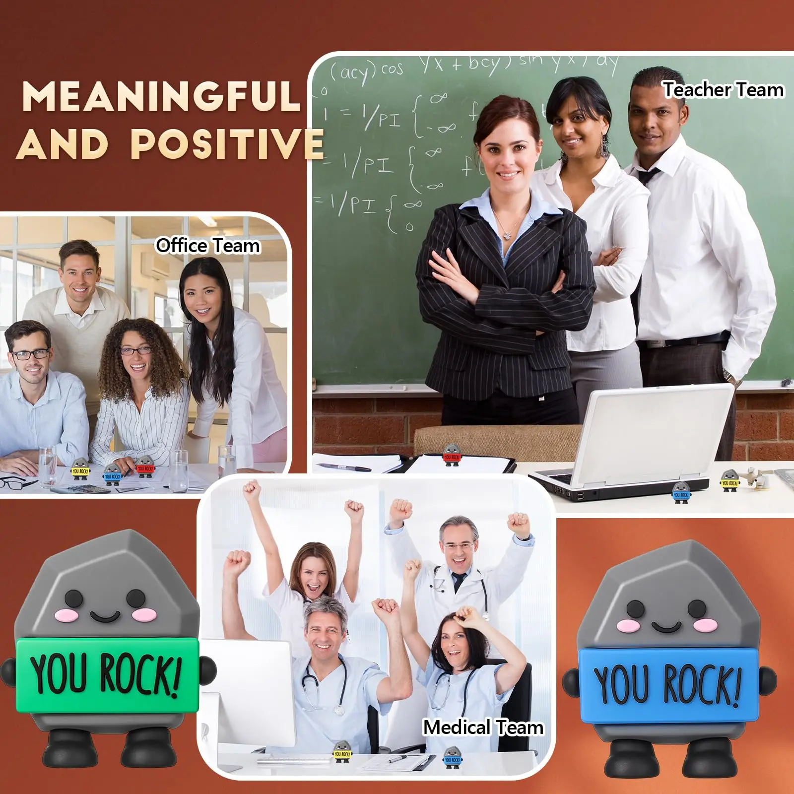 You Rock Figurine Back to School Gift Positive Office Gift Mini Stone Statue 3D Ornament Motivational Desktop Decor for coworkers Students Teachers Employee Appreciation Gift for Birthday Party Favors