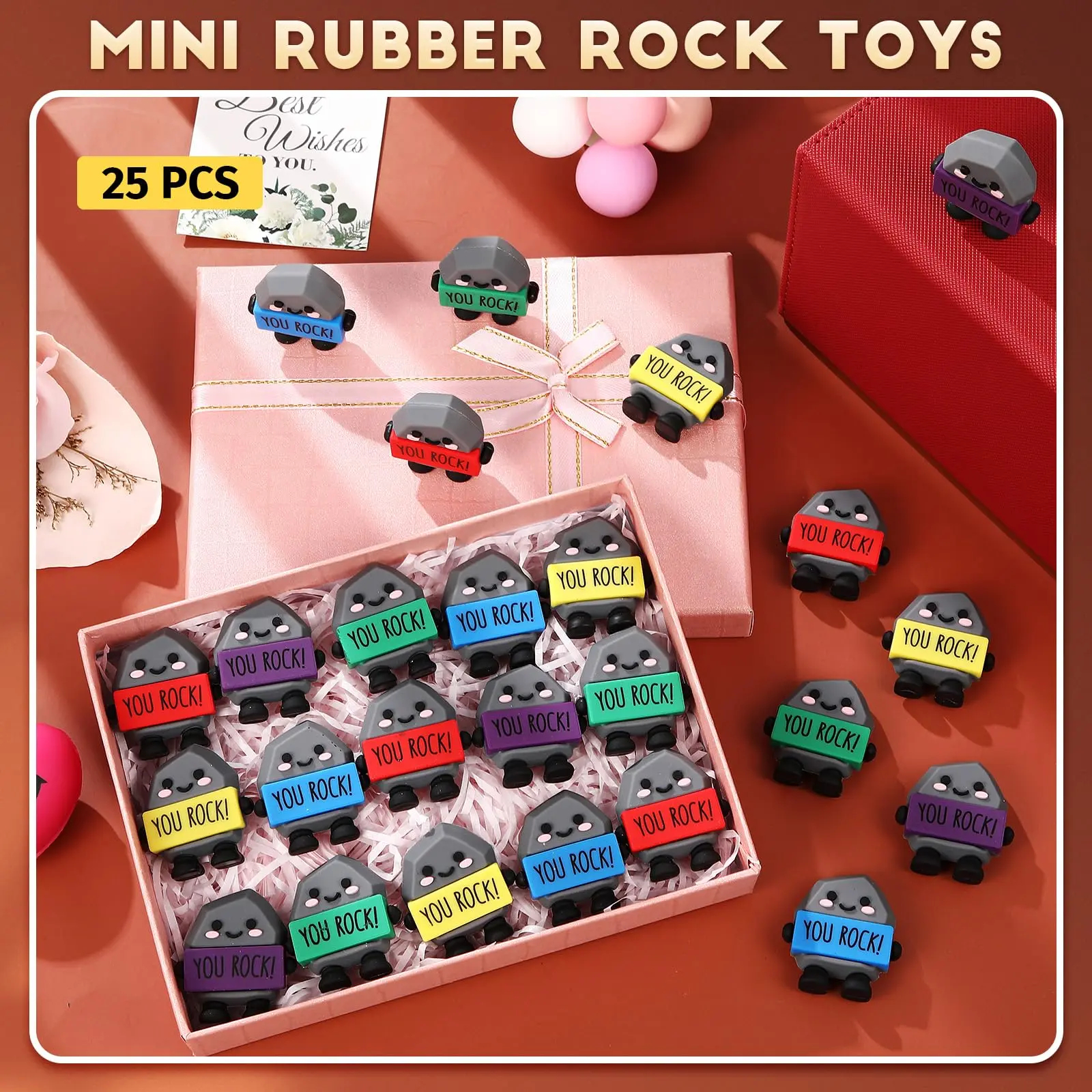 You Rock Figurine Back to School Gift Positive Office Gift Mini Stone Statue 3D Ornament Motivational Desktop Decor for coworkers Students Teachers Employee Appreciation Gift for Birthday Party Favors
