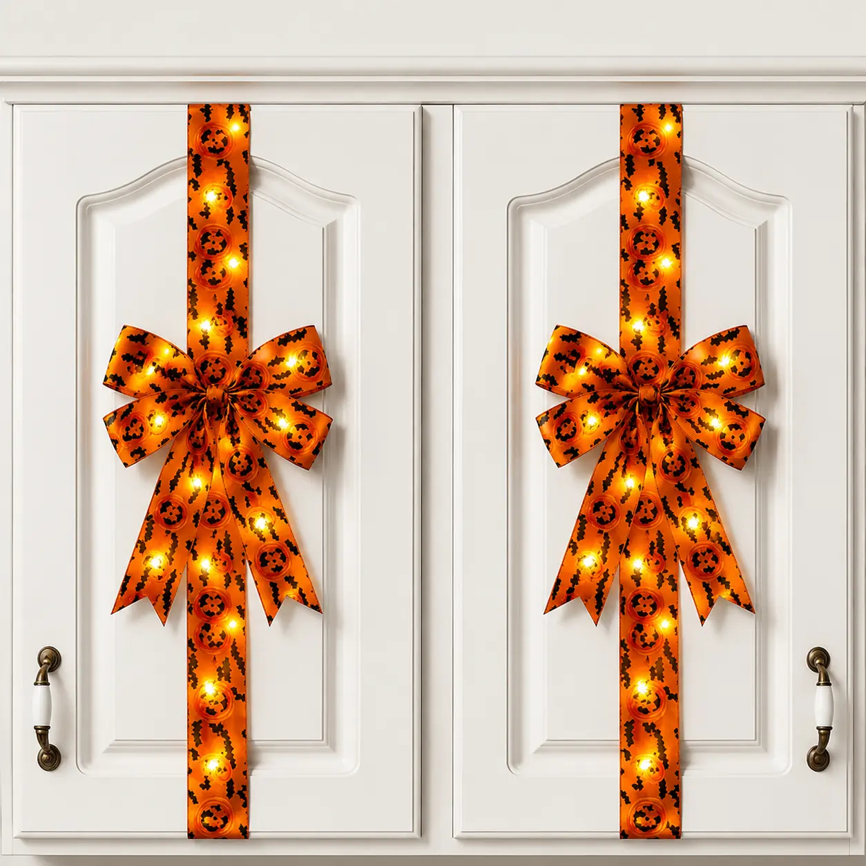 Holiday Halloween Cabinet Door Fringe Lime Red Large Bow Wreath 79 x 2.4 Inches Polyester Fiber AAA Batteries  Festive Home Decoration
