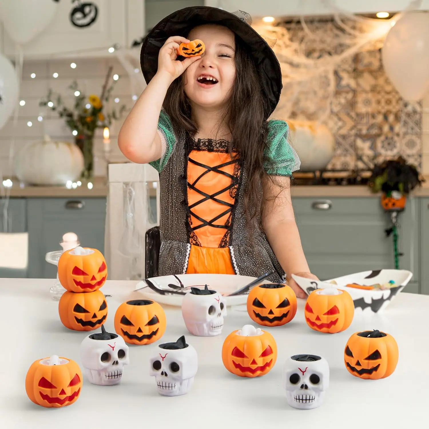 12 PCS Halloween Squishy Toys, Pumpkin Skeleton Squishy Toys for Halloween Party Favor Goodie Bag Fillers, Cute Squeeze Ghost Toy Stress Reliever Anxiety for Gift, Classroom Game Prizes