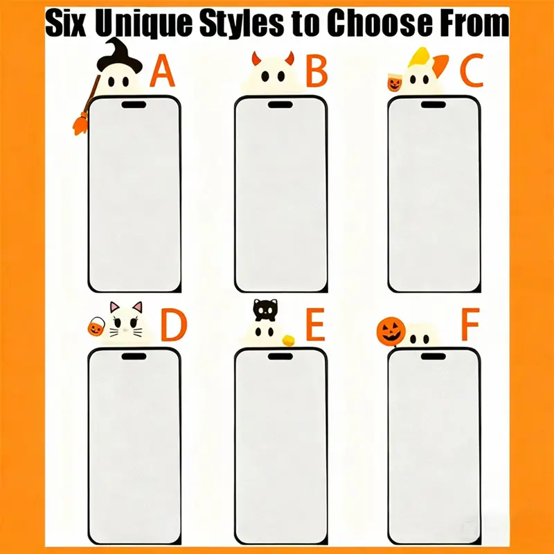 3D 6-Pack Halloween Phone Charms, Spooky Ghost Pumpkin Bat Mini Figures, Faux Leather Peel & Stick Cell Phone Decorations, Cute Surprise Phone Accessories, Halloween Theme, Fall Sale